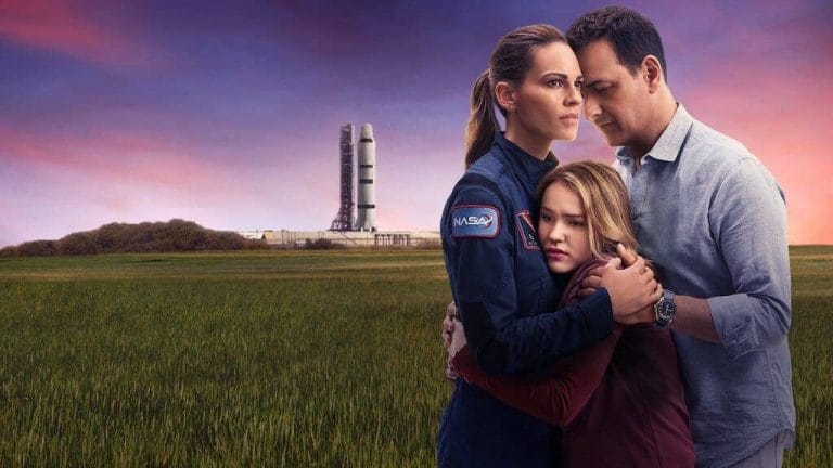 Emma Green hugs her family goodbye in Netflix's Away