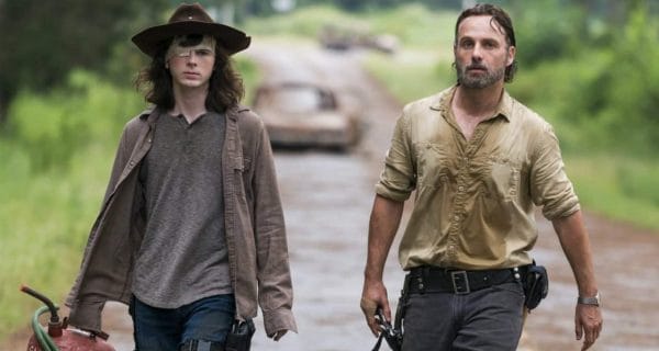 Carl Grimes (left) and Rick Grimes (right)